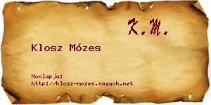 Klosz Mózes névjegykártya